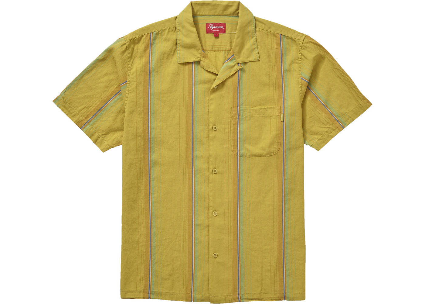 Supreme Vertical Stripe S/S Shirt Lime