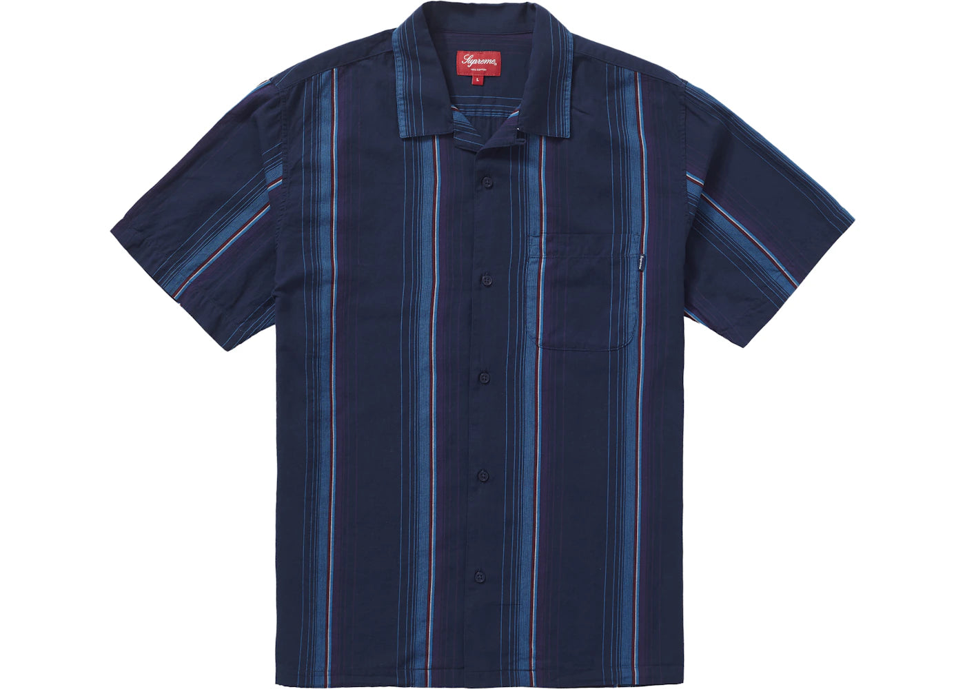 Supreme Vertical Stripe S/S Shirt Navy