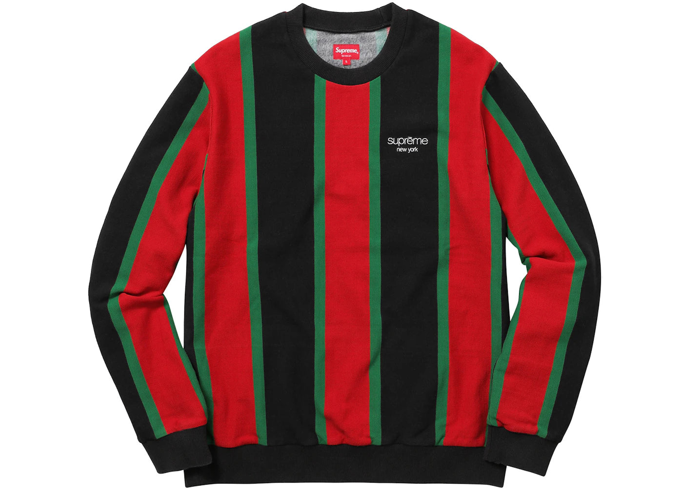 Supreme Vertical Striped Pique Crewneck Black