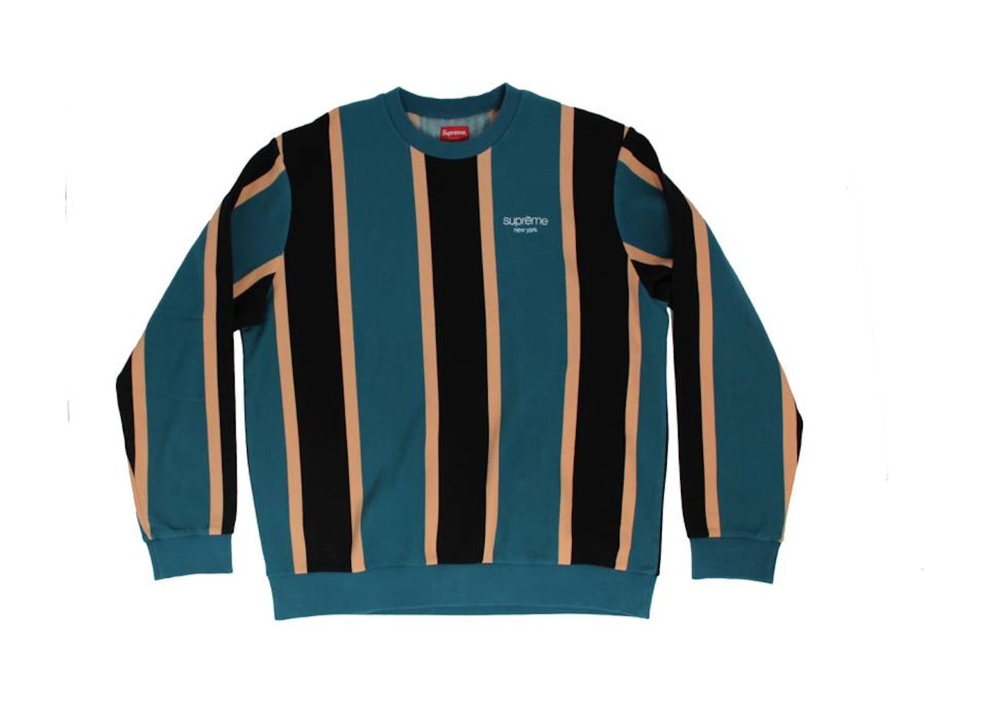 Supreme Vertical Striped Pique Crewneck Teal