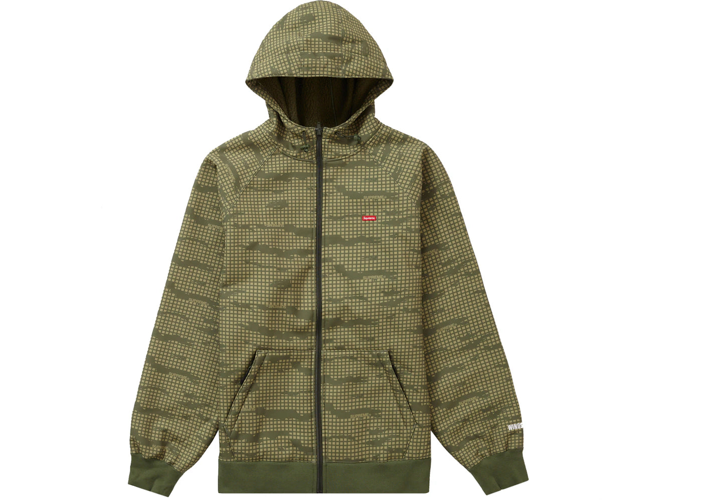 Supreme WINDSTOPPER Zip Up Hooded Sweatshirt (FW21) Olive Grid Camo