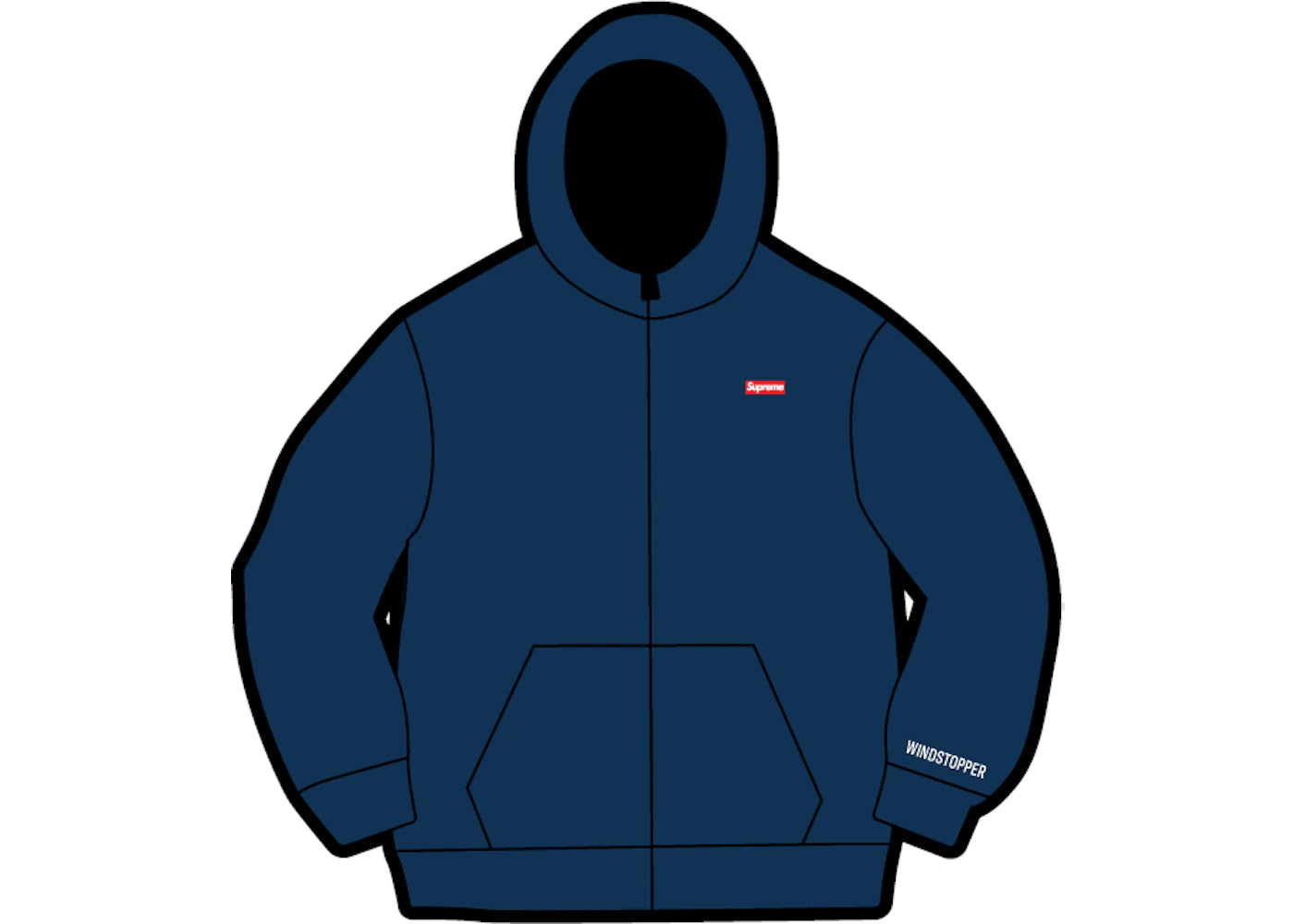 Supreme WINDSTOPPER Zip Up Hooded Sweatshirt Washed Navy