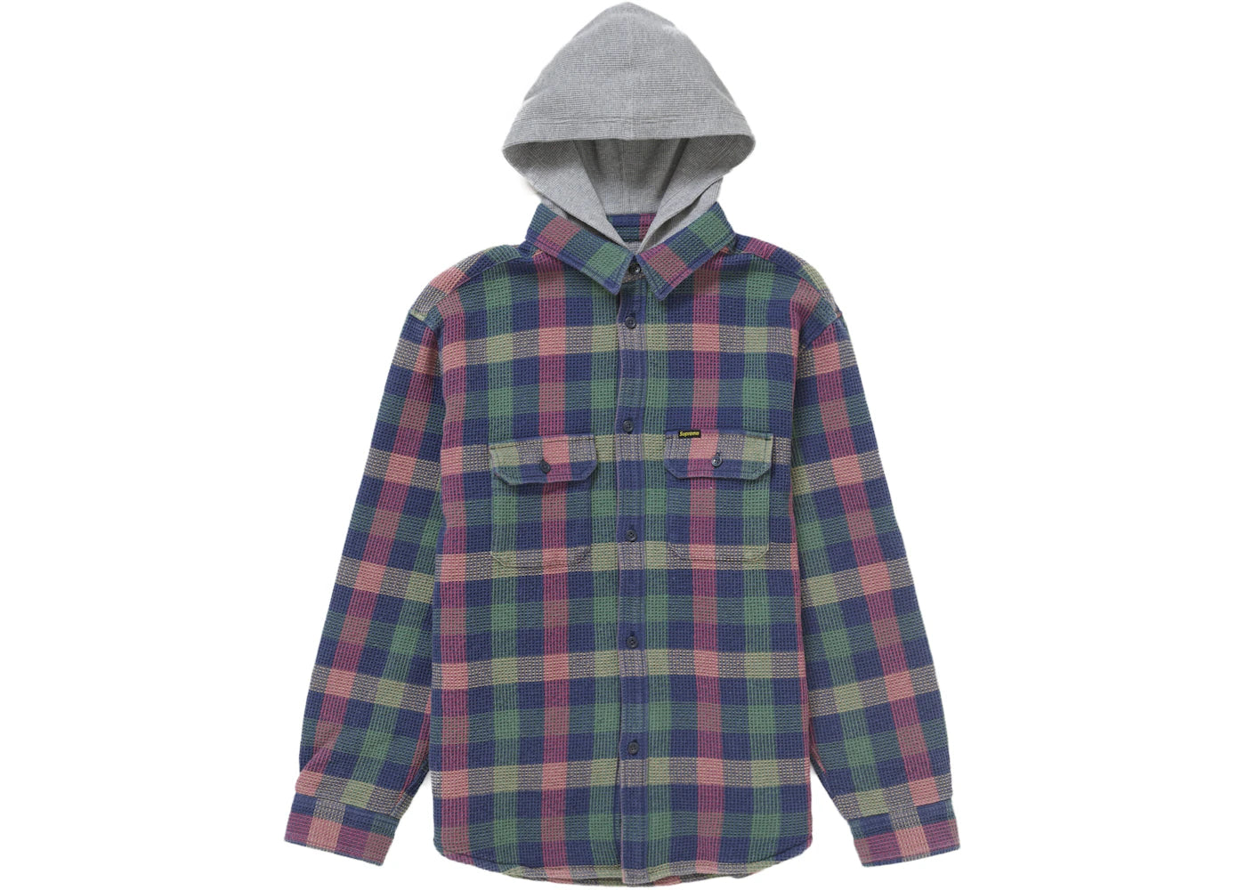 Supreme Waffle Plaid Hooded Shirt Multicolor