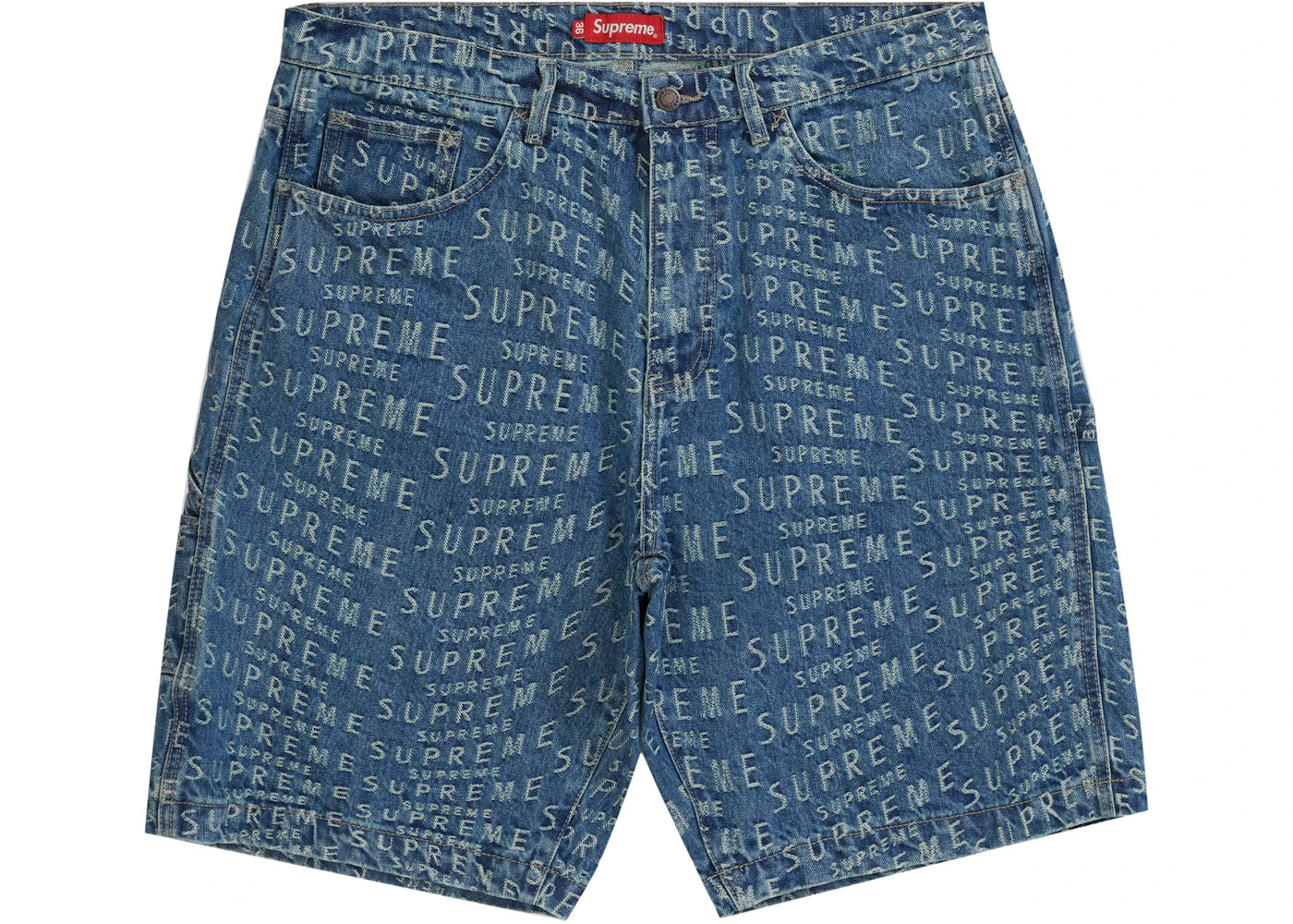 Supreme Warp Jacquard Logos Denim Painter Short Blue