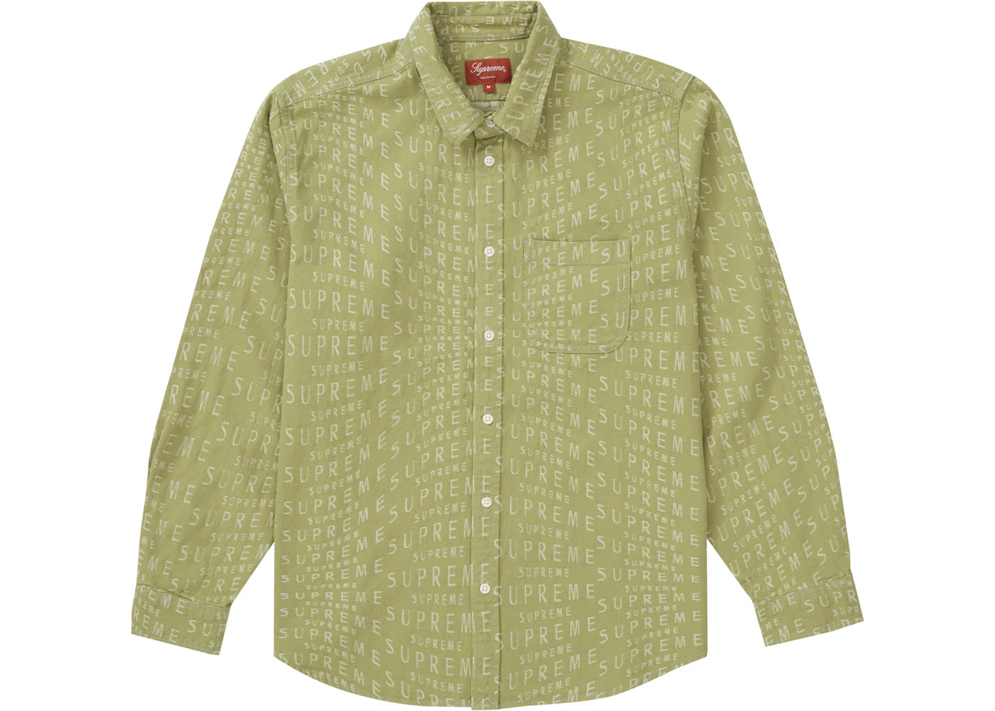 Supreme Warp Jacquard Logos Denim Shirt Sage