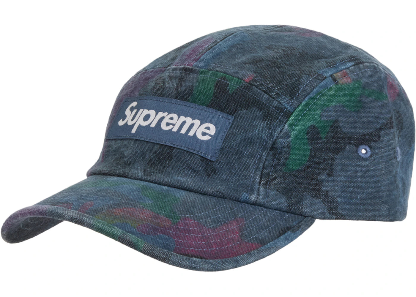Supreme Washed Canvas Camp Cap (SS24) Navy Camo