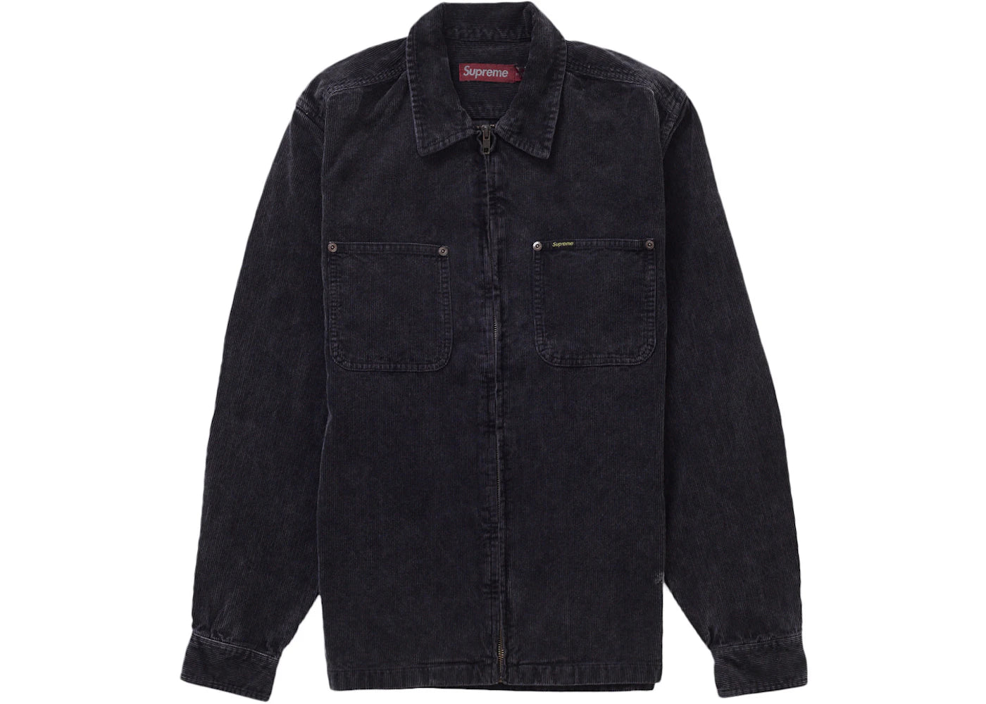 Supreme Washed Corduroy Zip Up Shirt Black