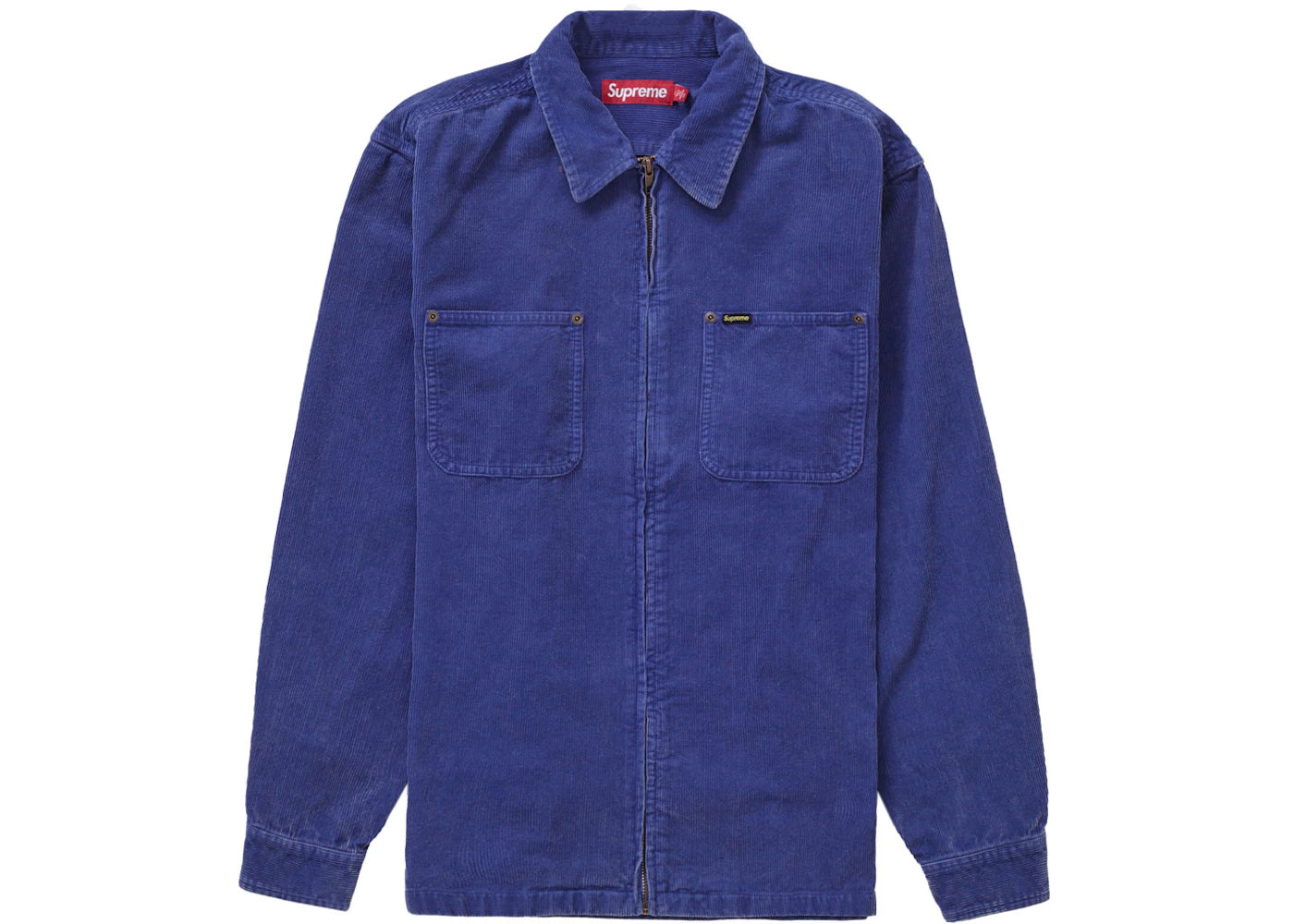 Supreme Washed Corduroy Zip Up Shirt Blue