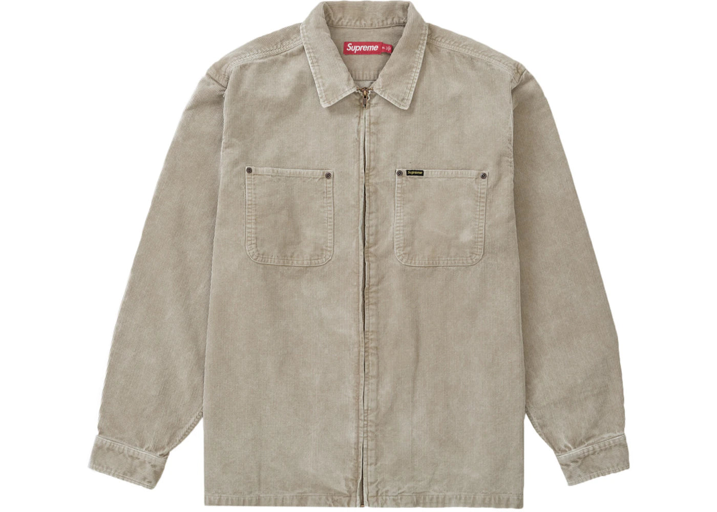 Supreme Washed Corduroy Zip Up Shirt Tan