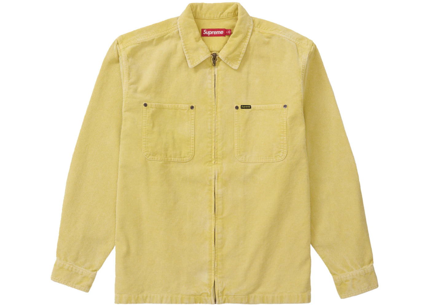 Supreme Washed Corduroy Zip Up Shirt Yellow