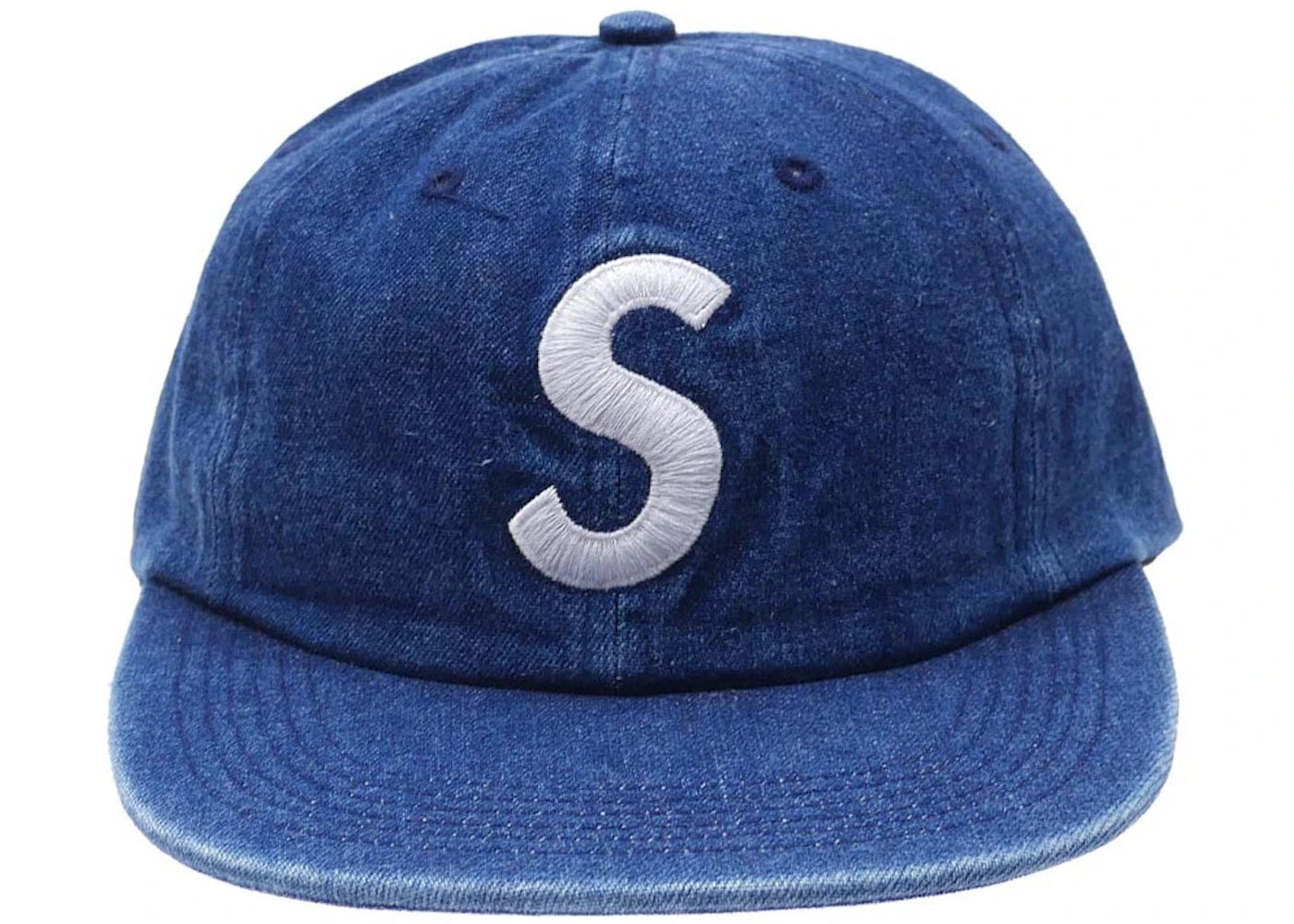 Supreme Washed Denim S Logo 6 Panel Blue