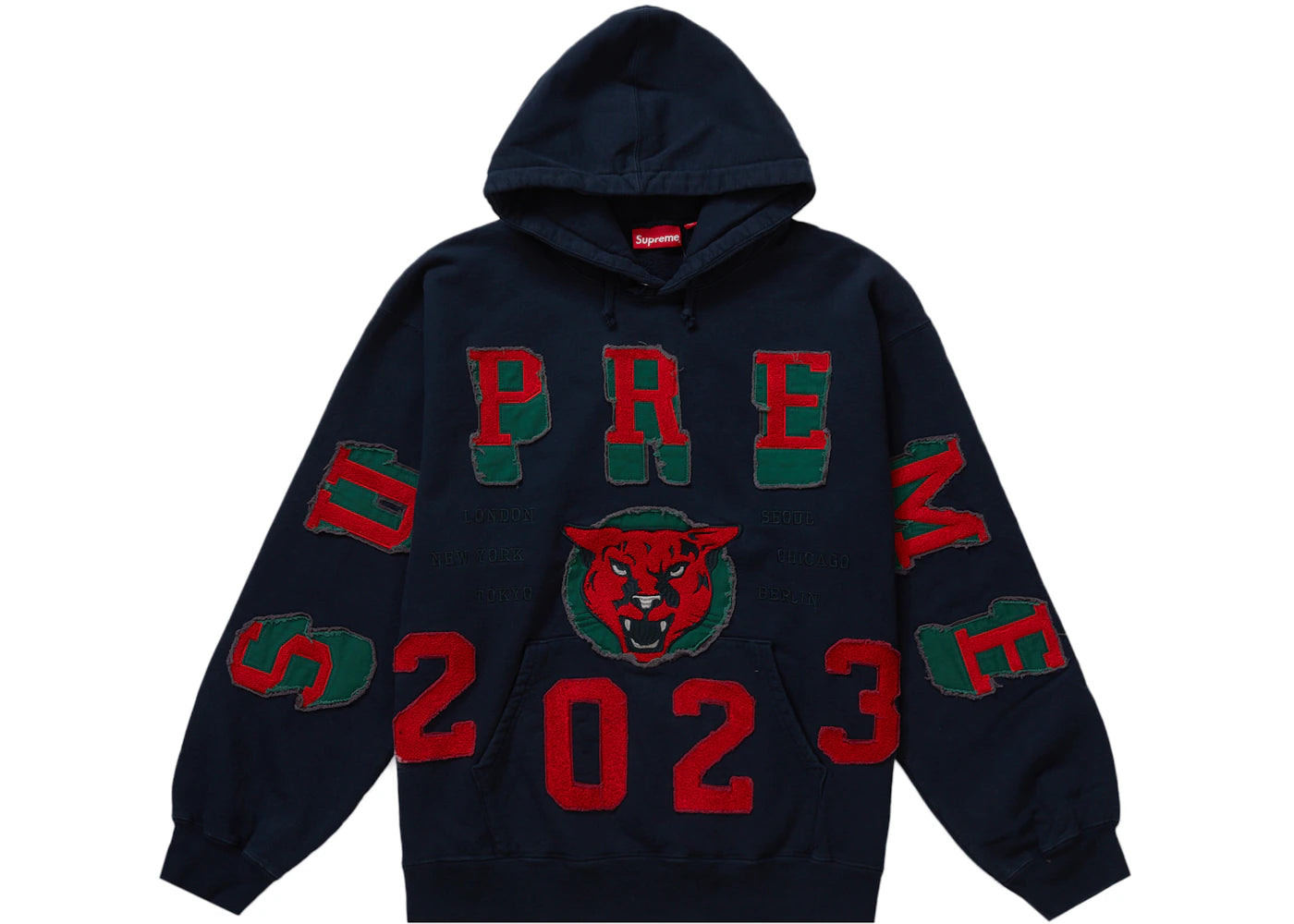 Supreme Washed Panther Hooded Sweatshirt Navy