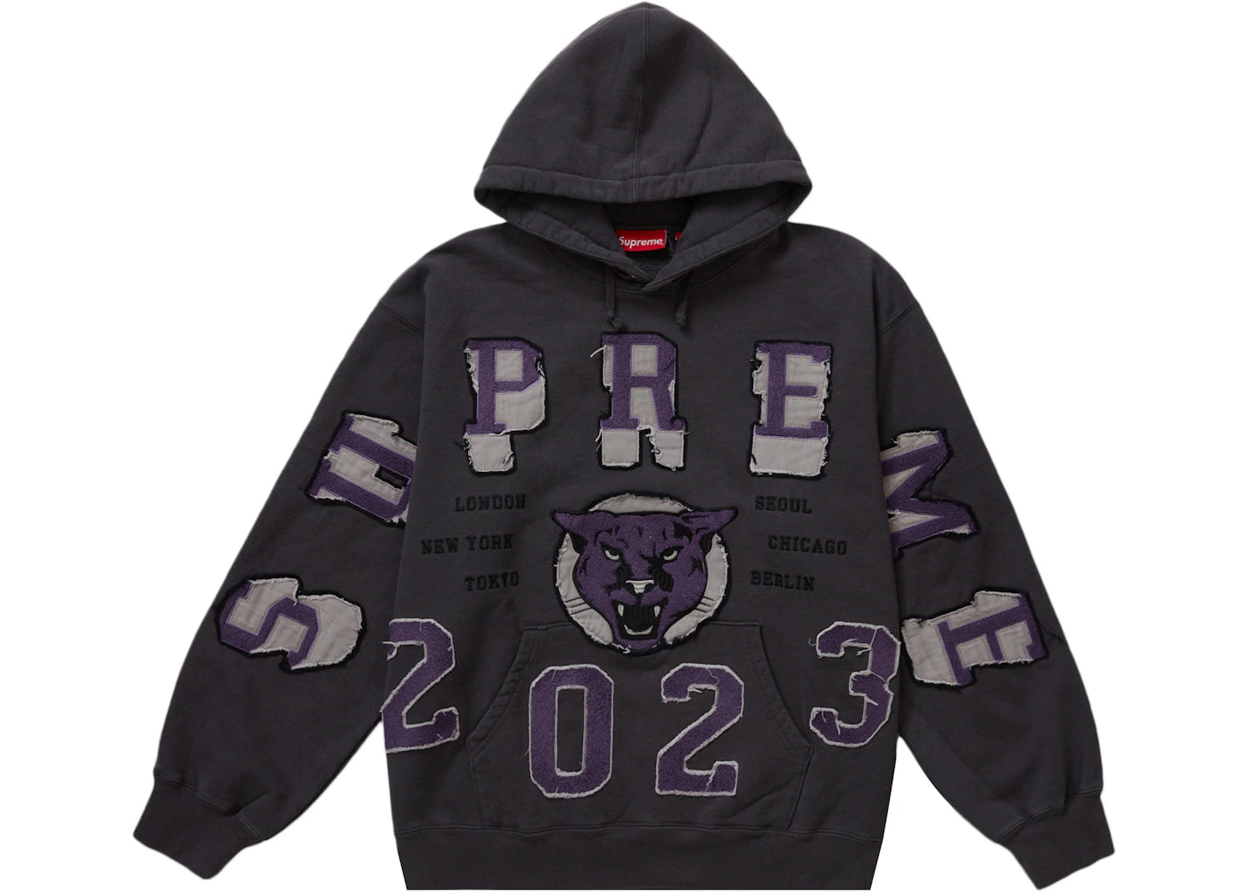 Supreme Washed Panther Hooded Sweatshirt Washed Black