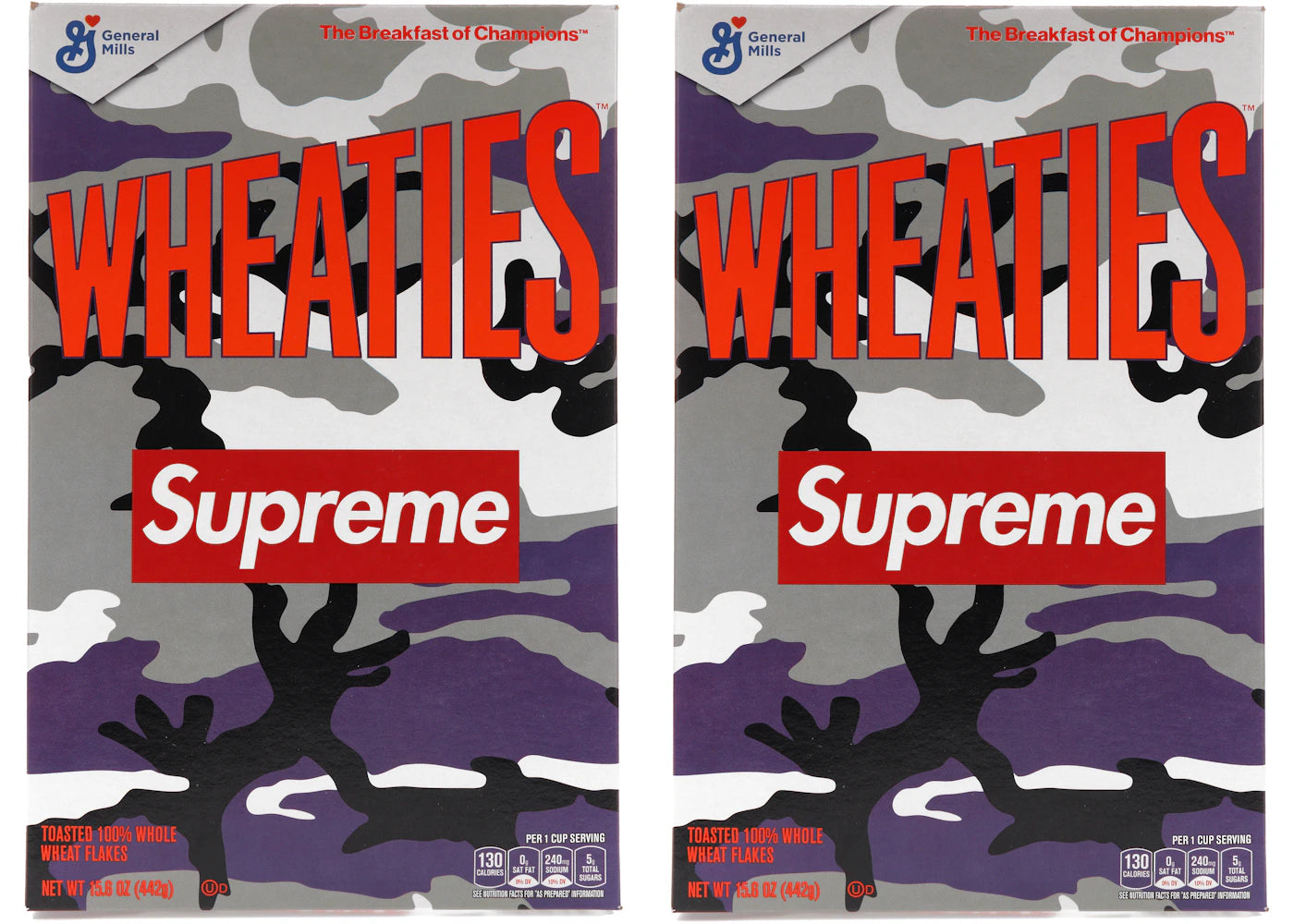 Supreme Wheaties Cereal Box Purple Camo 2x Lot (Not Fit For Human Consumption)