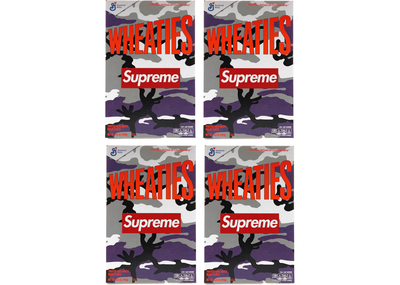 Supreme Wheaties Cereal Box Purple Camo 4x Lot (Not Fit For Human Consumption)