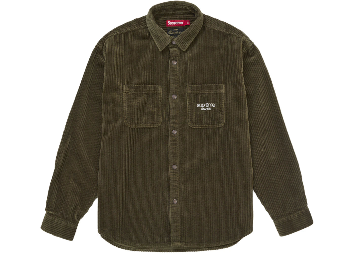 Supreme Wide Wale Corduroy Snap Shirt Olive