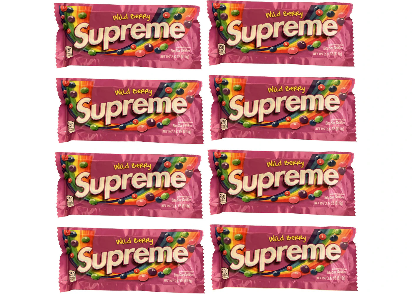 Supreme Wild Berry Skittles 8x Lot (Not Fit For Human Consumption) Purple