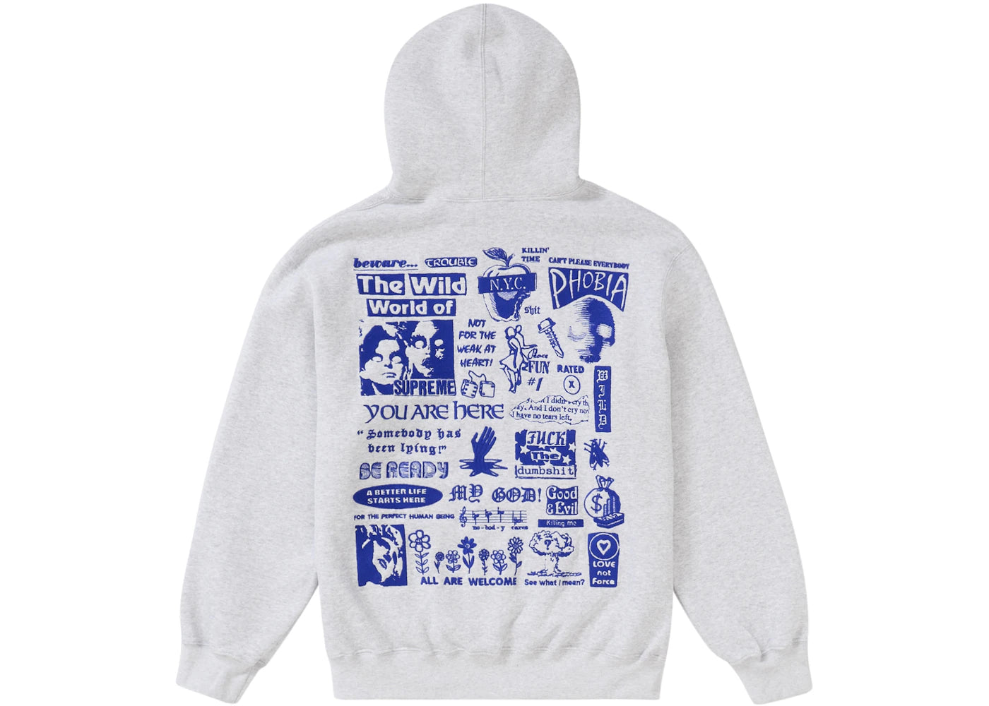 Supreme Wild Embroidered Hooded Sweatshirt Ash Grey