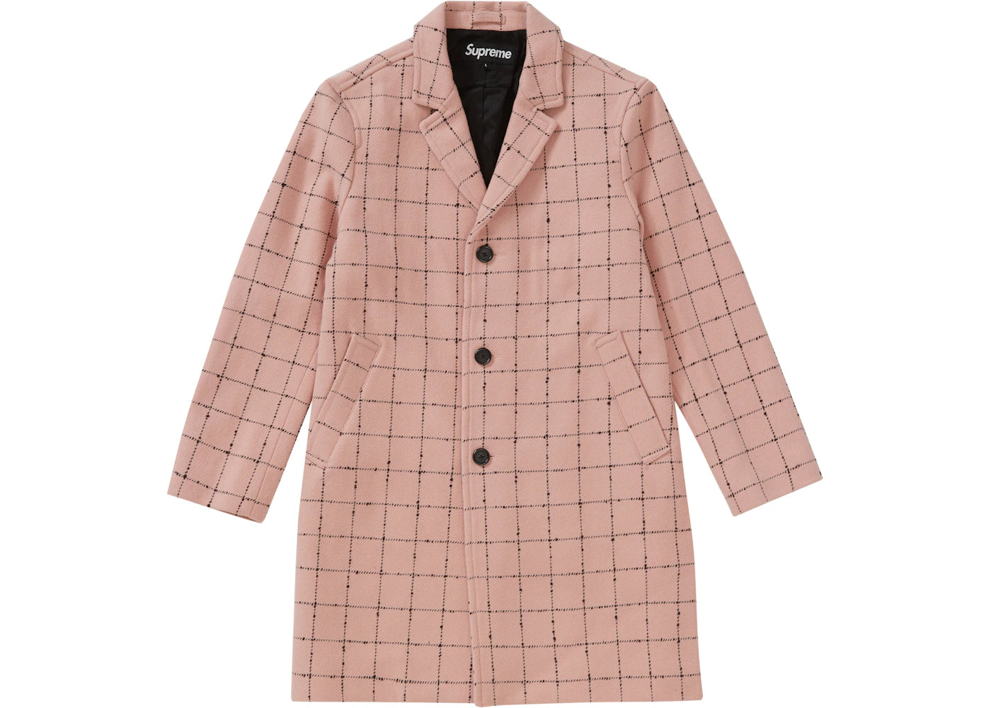 Supreme Wool Windowpane Overcoat Light Pink
