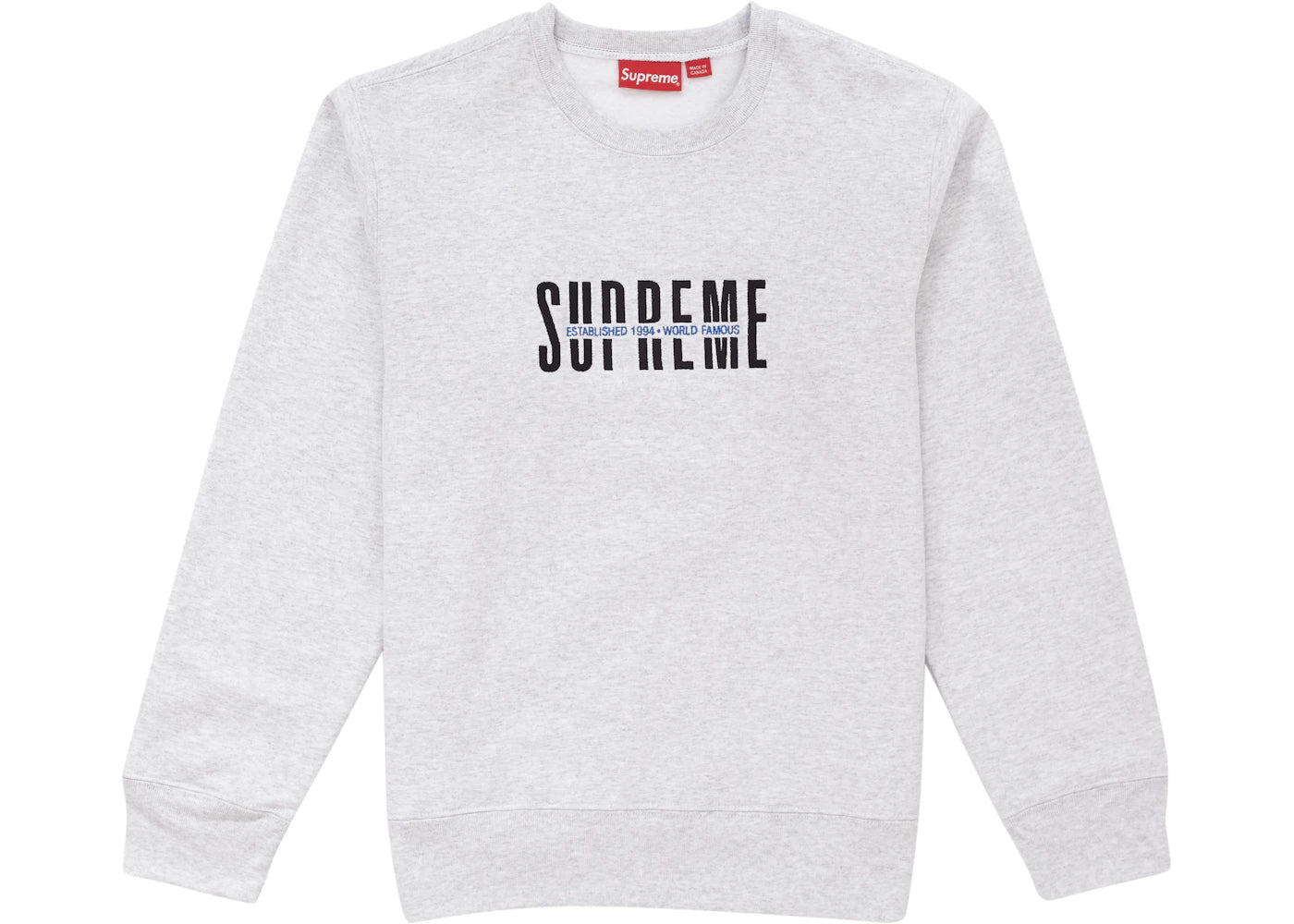 Supreme World Famous Crewneck Ash Grey