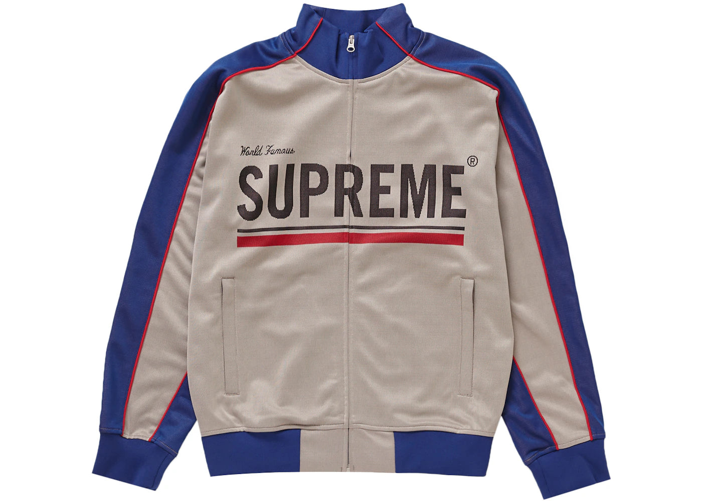 Supreme World Famous Jacquard Track Jacket Stone