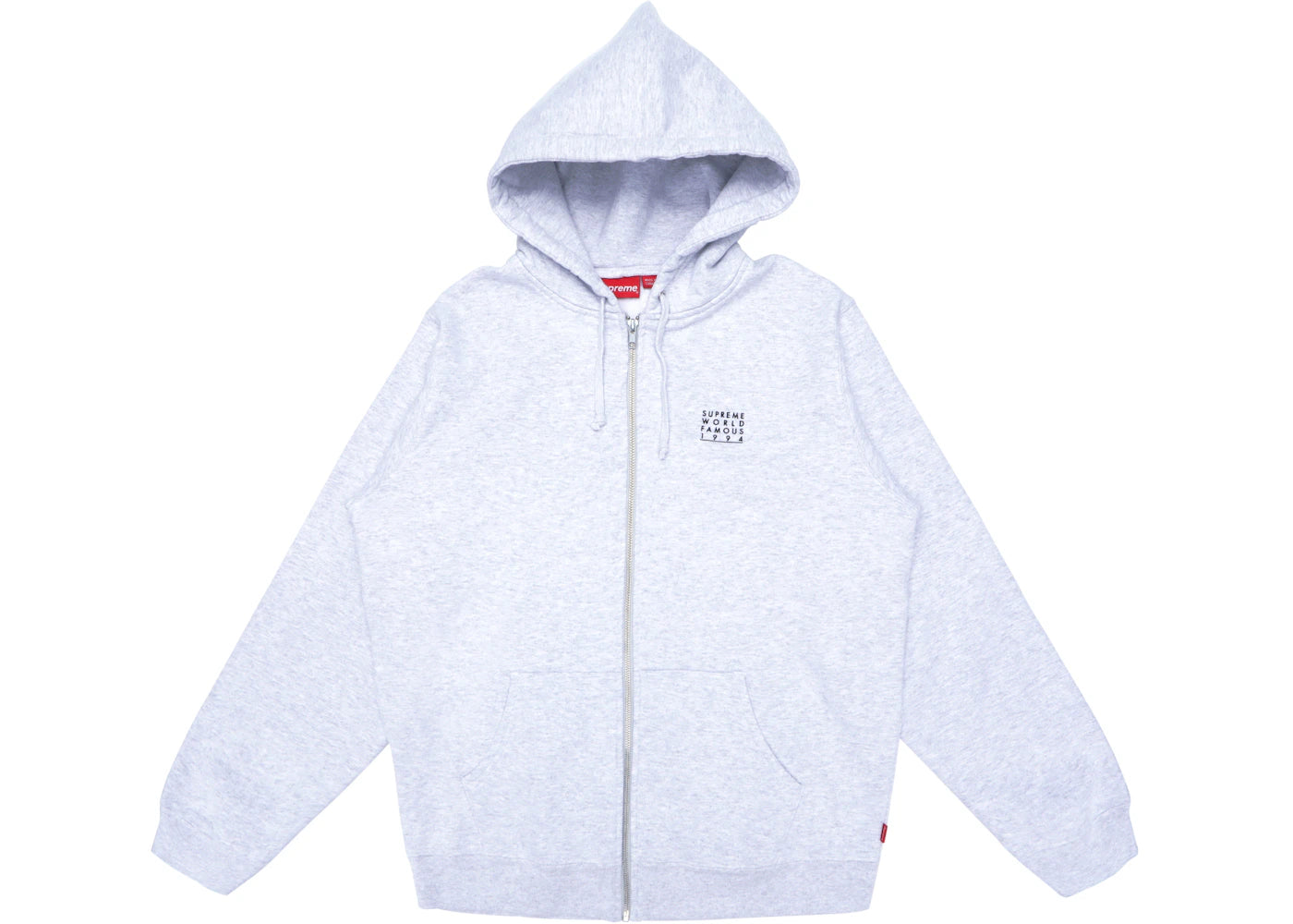 Supreme World Famous Zip Up Hooded Sweatshirt Ash Grey