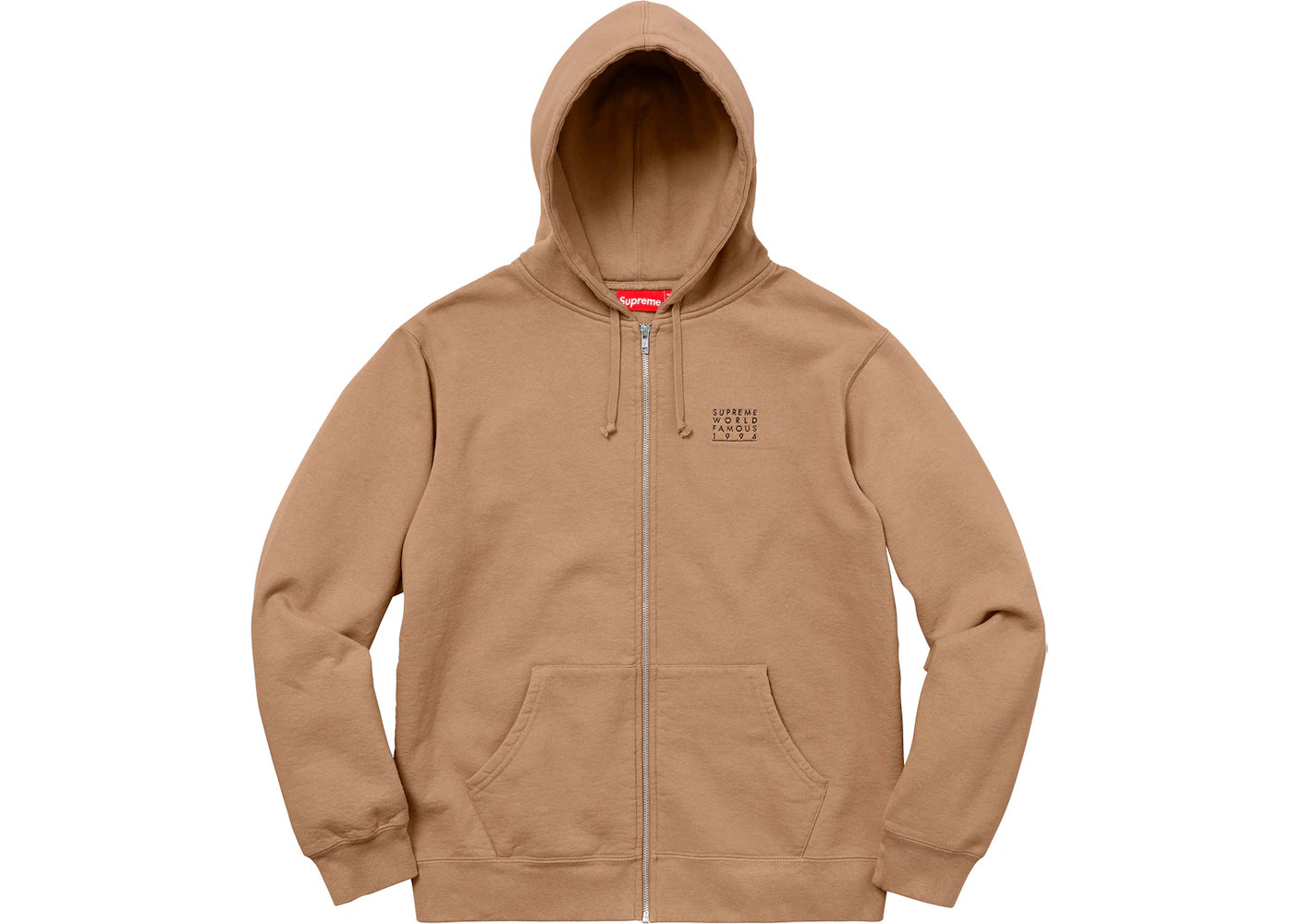 Supreme World Famous Zip Up Hooded Sweatshirt Light Brown