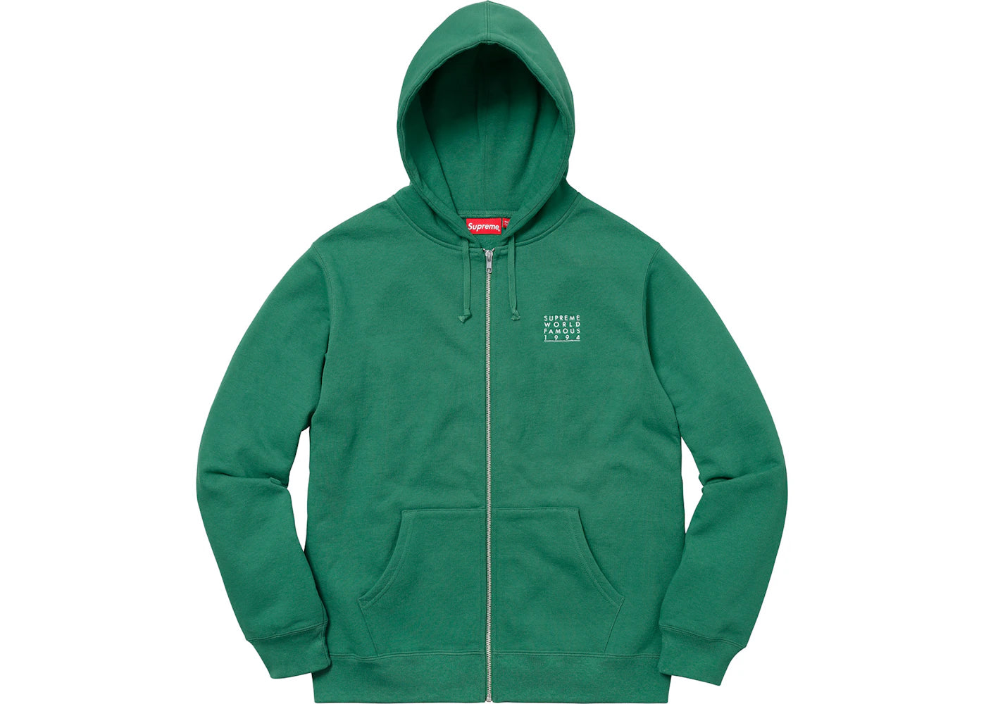 Supreme World Famous Zip Up Hooded Sweatshirt Light Pine