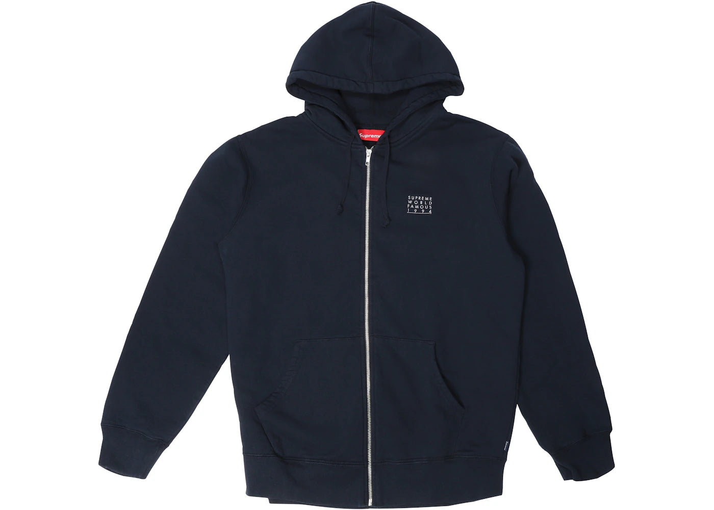 Supreme World Famous Zip Up Hooded Sweatshirt Navy