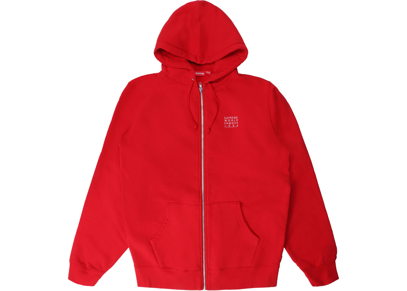 Supreme World Famous Zip Up Hooded Sweatshirt Red