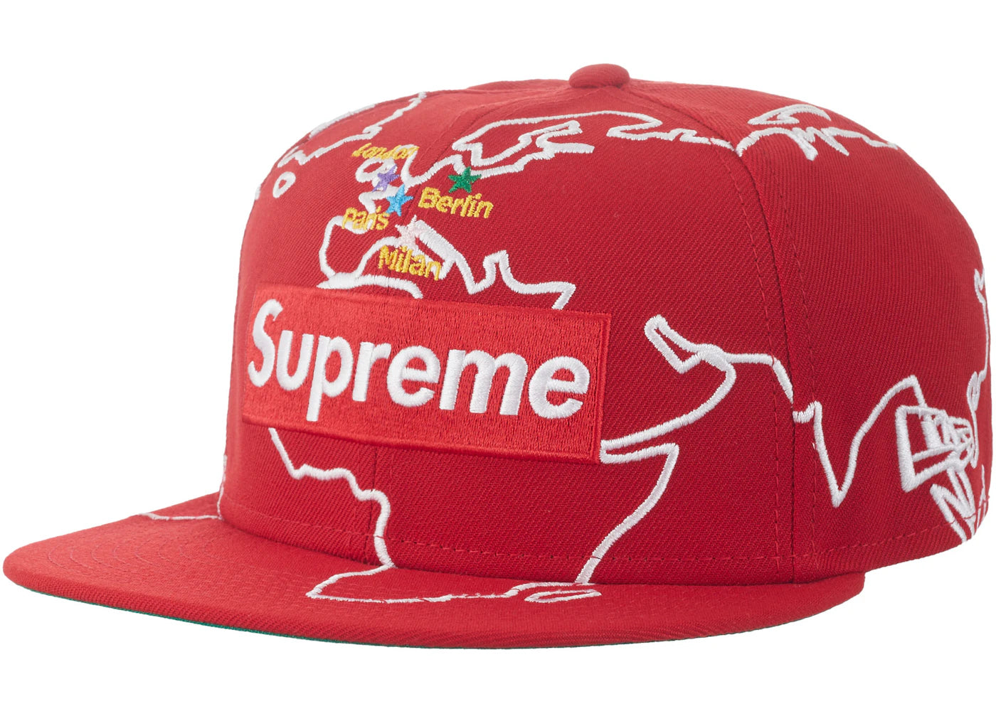 Supreme Worldwide Box Logo New Era Hat Red