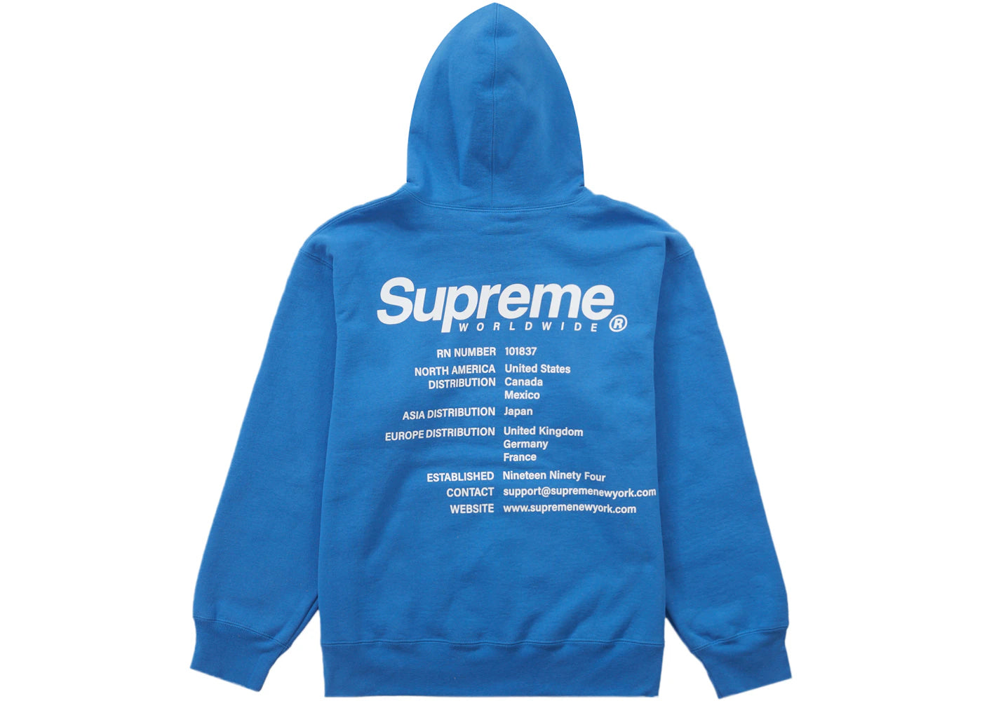 Supreme Worldwide Hooded Sweatshirt Blue