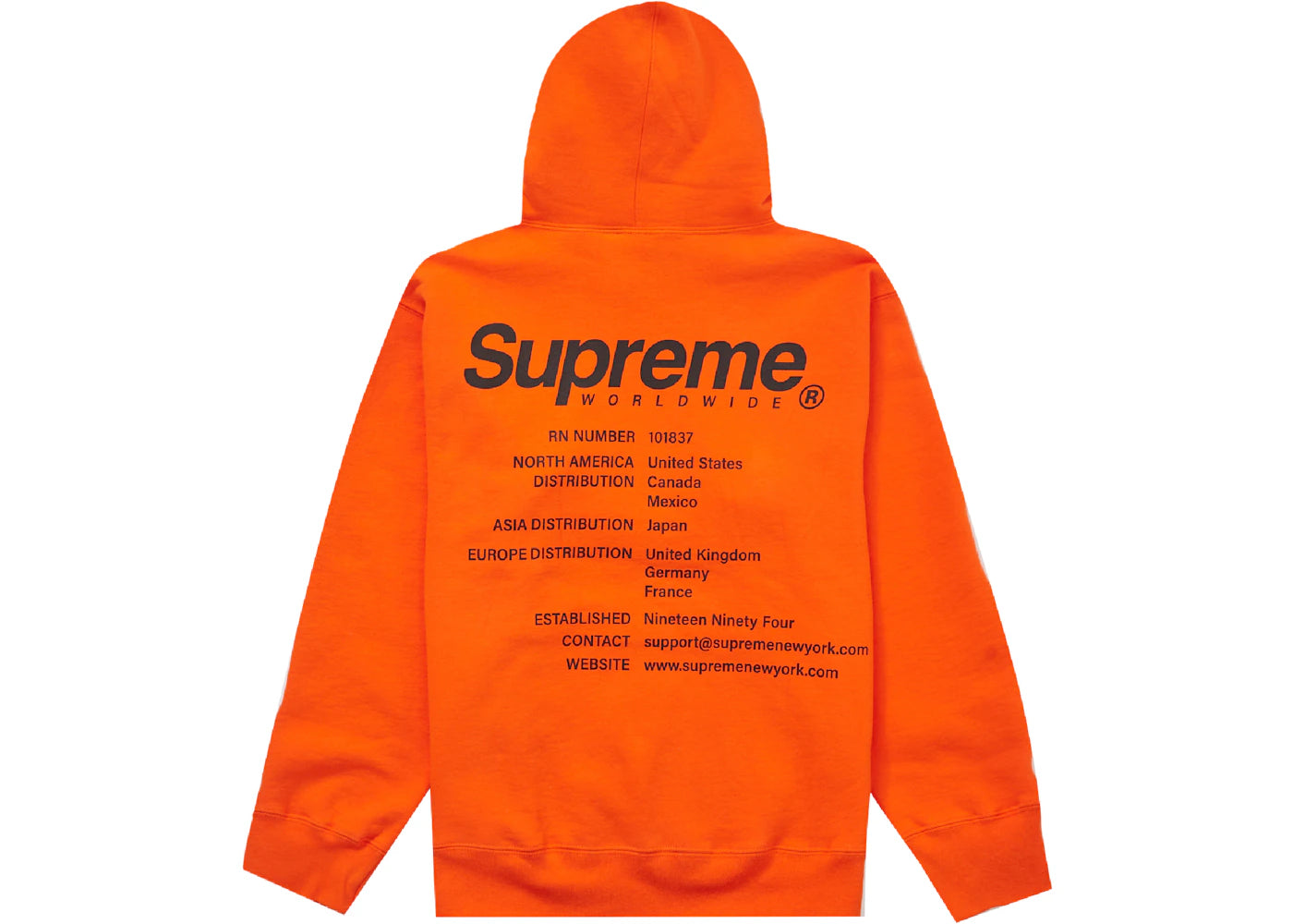 Supreme Worldwide Hooded Sweatshirt Dark Orange