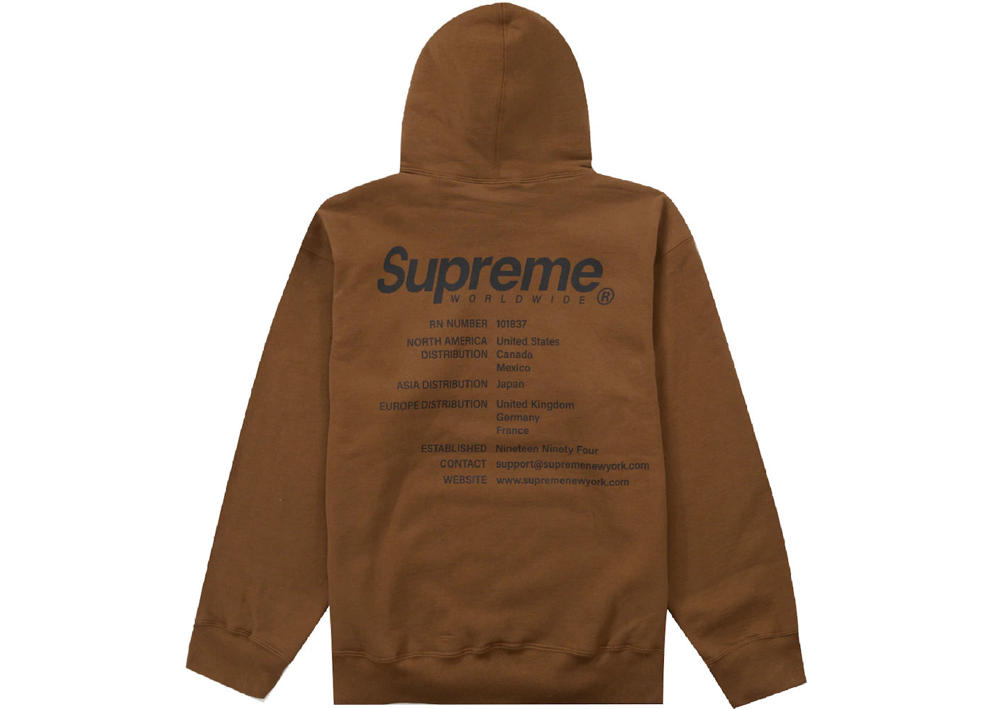 Supreme Worldwide Hooded Sweatshirt Olive Brown
