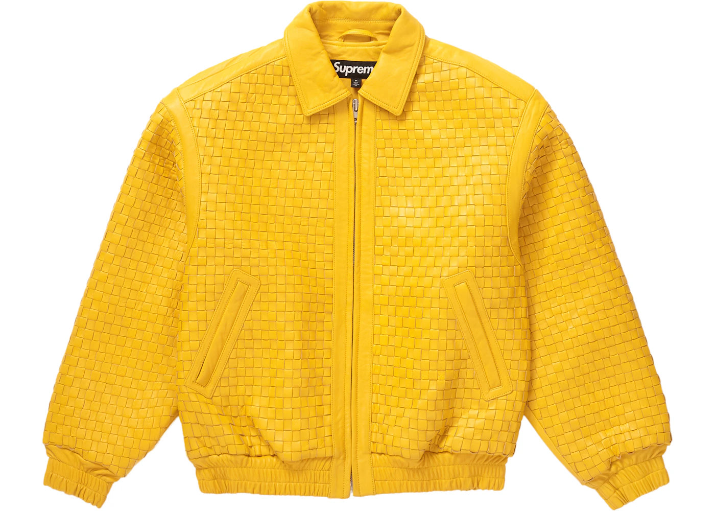 Supreme Woven Leather Varsity Jacket Yellow