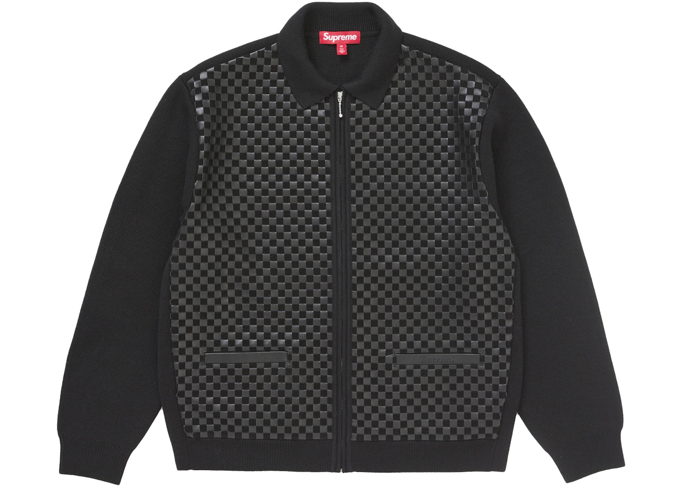 Supreme Woven Leather Zip Up Cardigan (FW24) Black