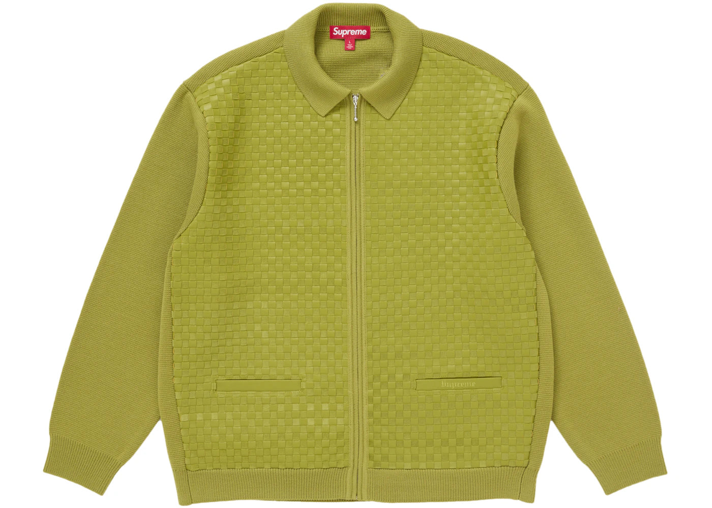 Supreme Woven Leather Zip Up Cardigan (FW24) Green