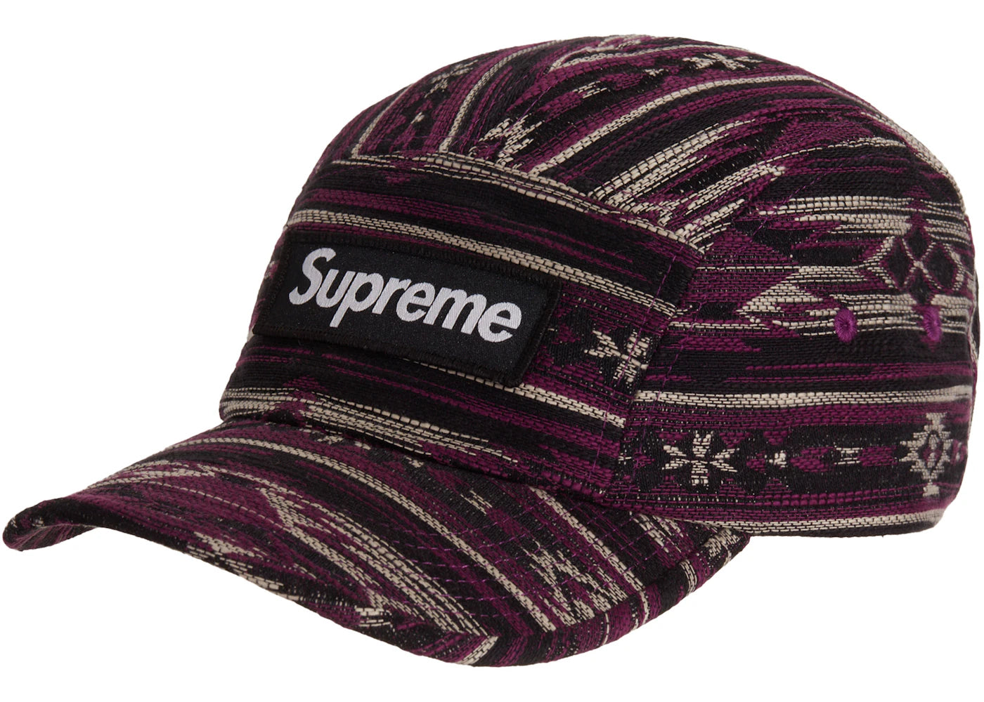 Supreme Woven Pattern Camp Cap Purple