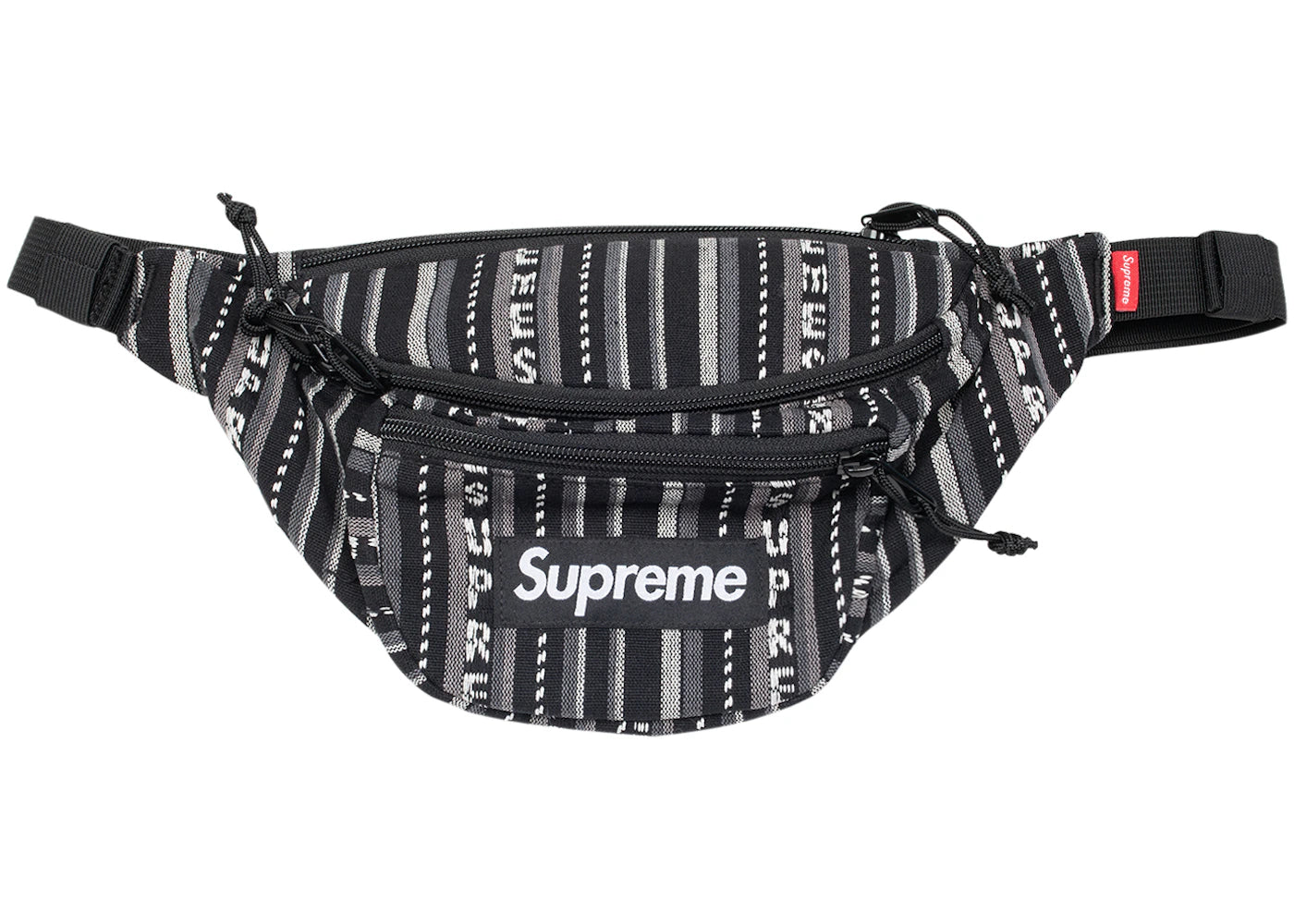 Supreme Woven Stripe Waist Bag Black