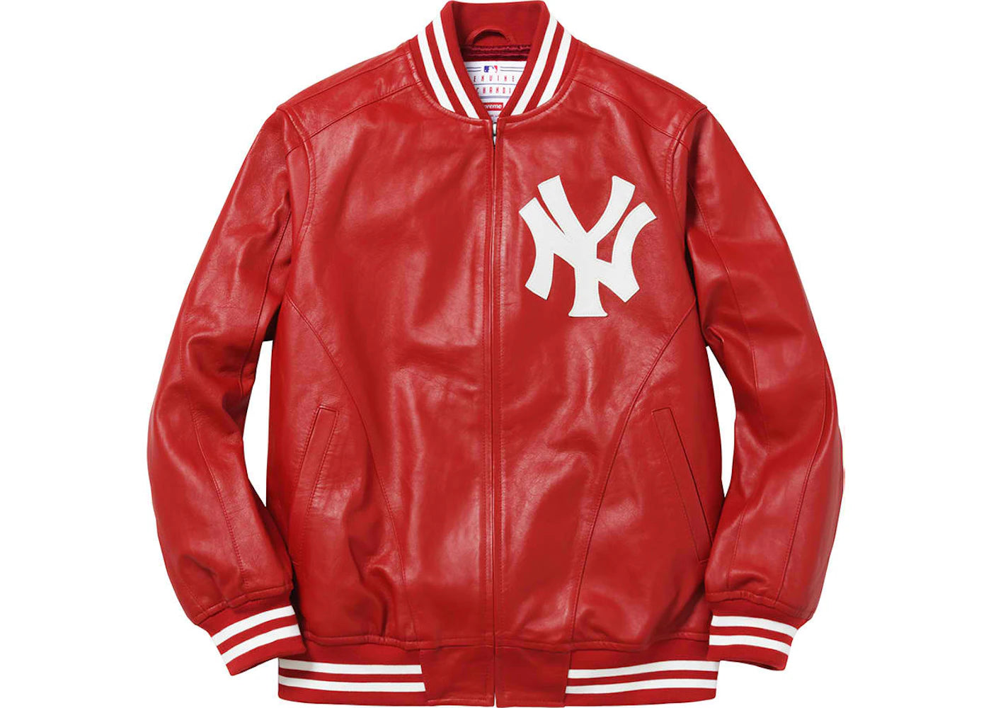 Supreme Yankees Leather Varsity Jacket Red