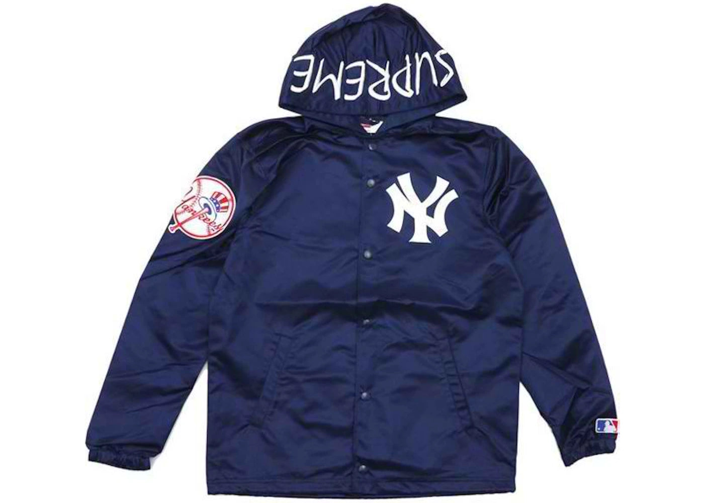 Supreme Yankees Satin Hooded Jacket Navy