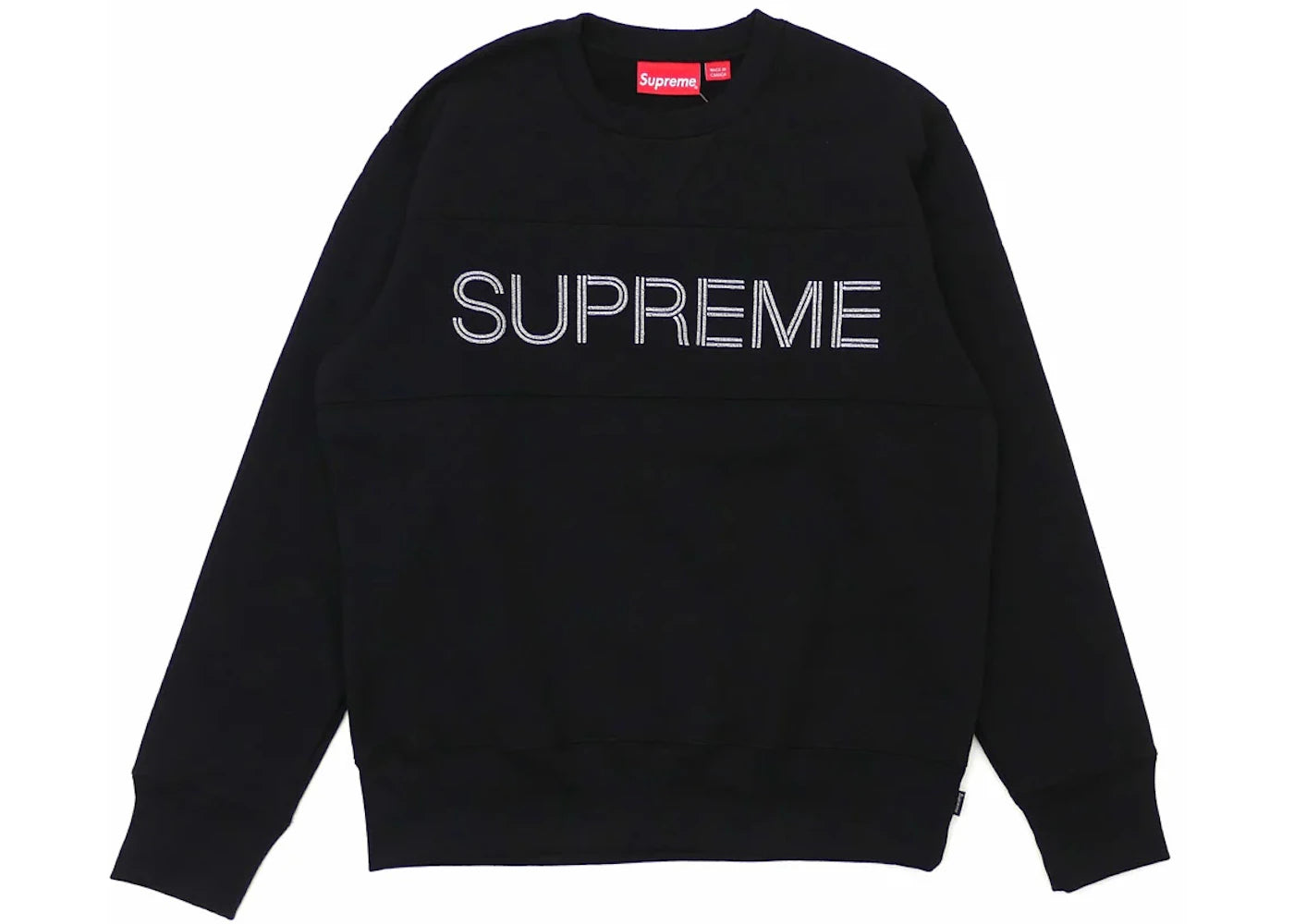 Supreme Zig Zag Stitch Panel Crewneck Black