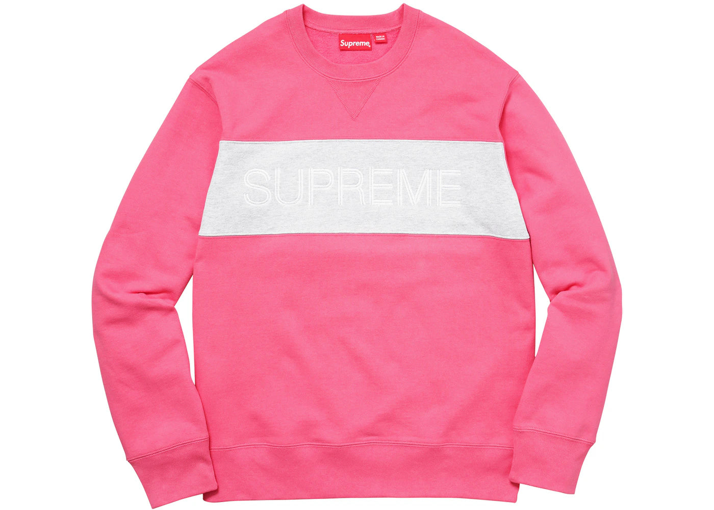 Supreme Zig Zag Stitch Panel Crewneck Hot Pink