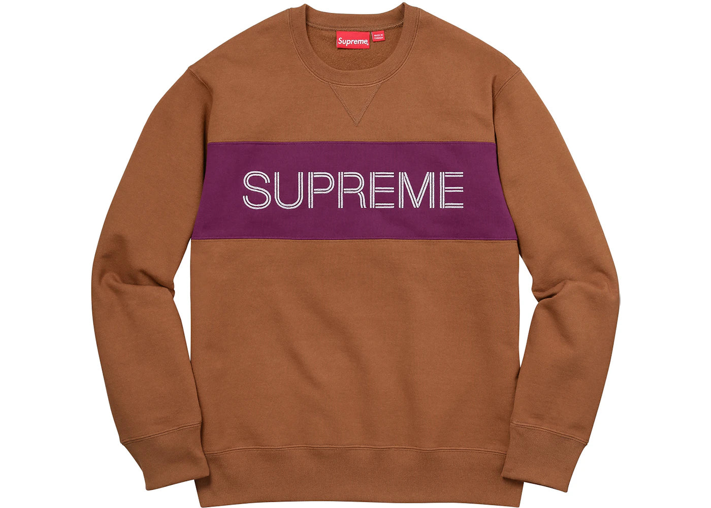 Supreme Zig Zag Stitch Panel Crewneck Rust
