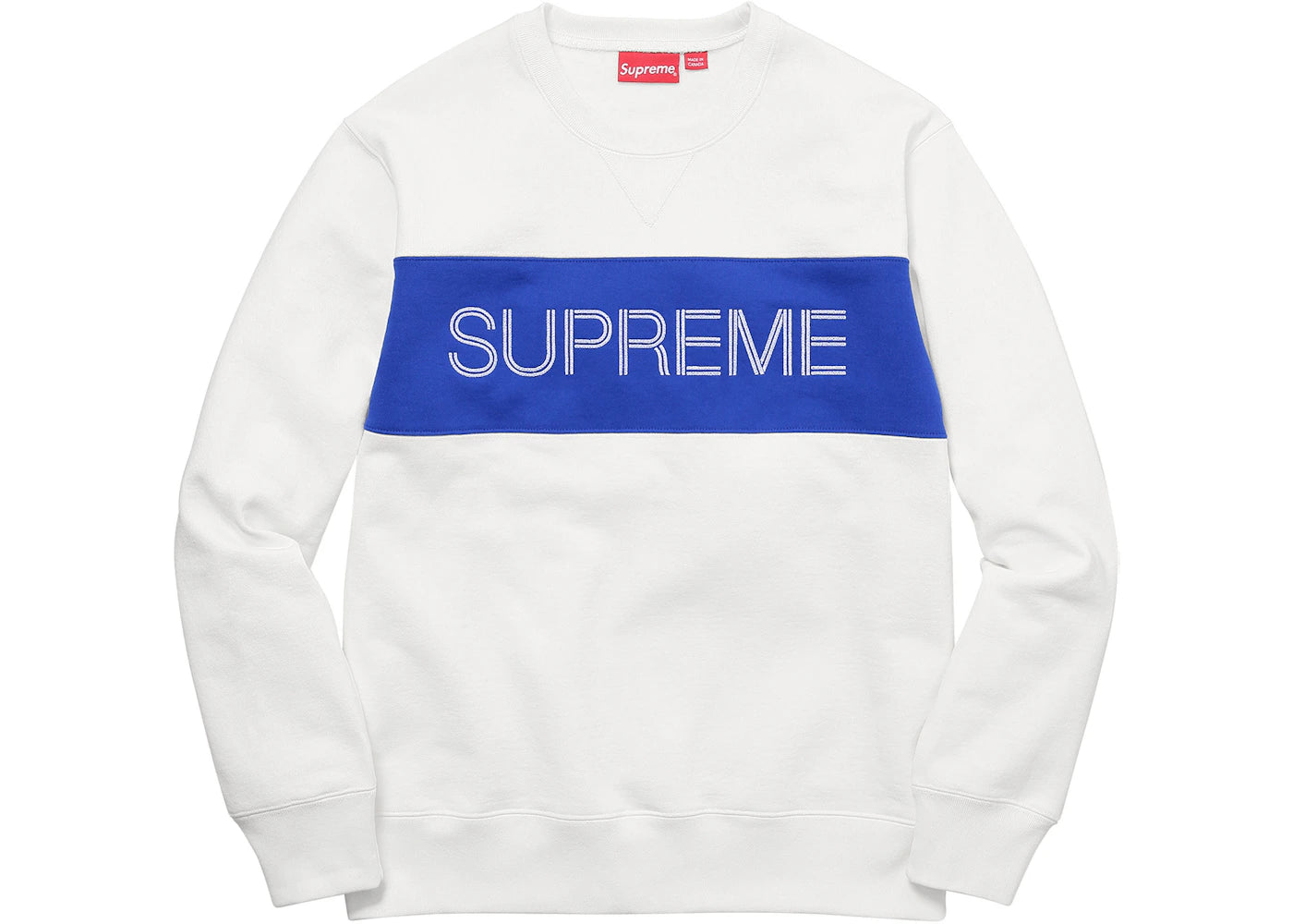 Supreme Zig Zag Stitch Panel Crewneck White