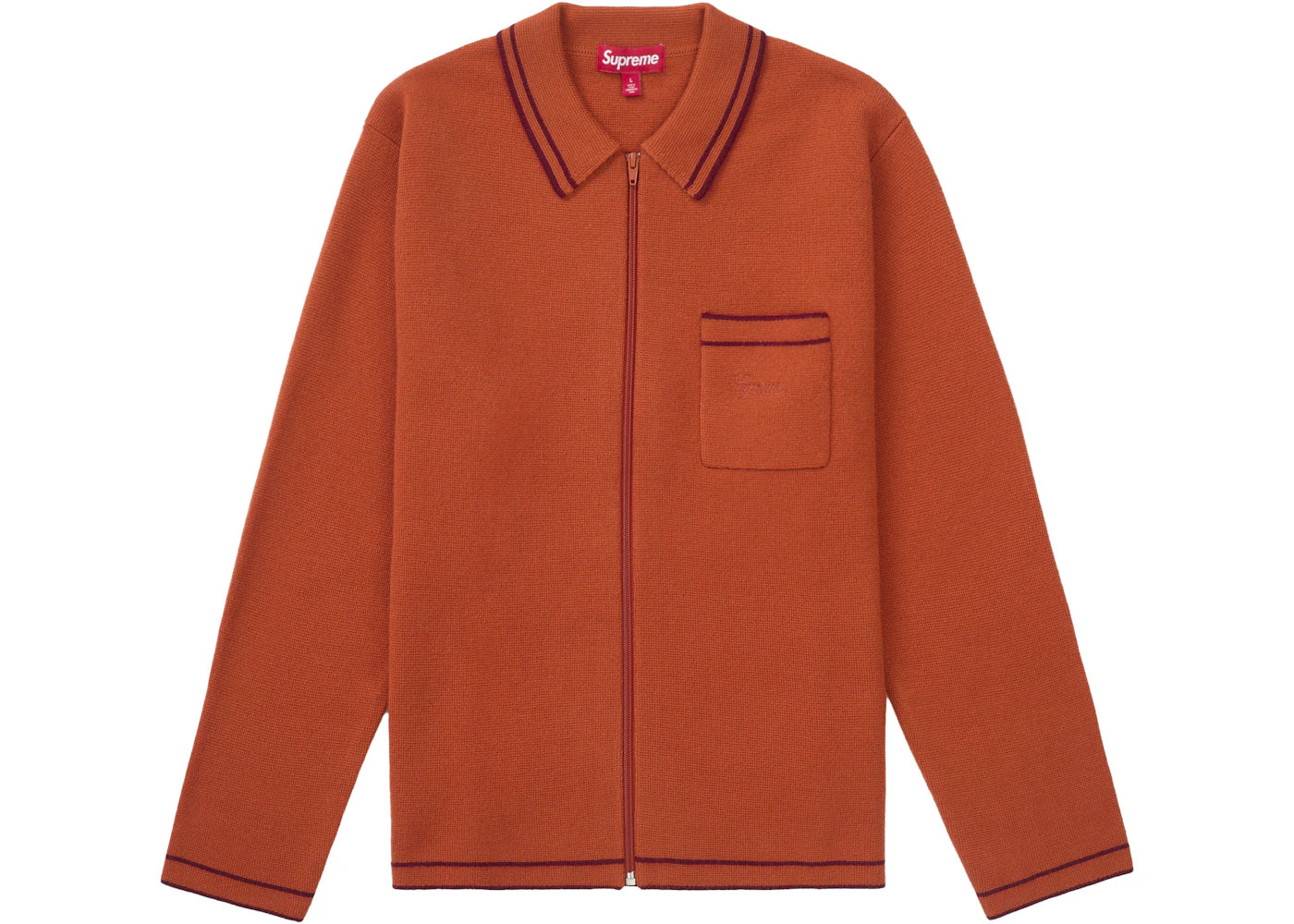 Supreme Zip Up Polo Sweater Burnt Orange