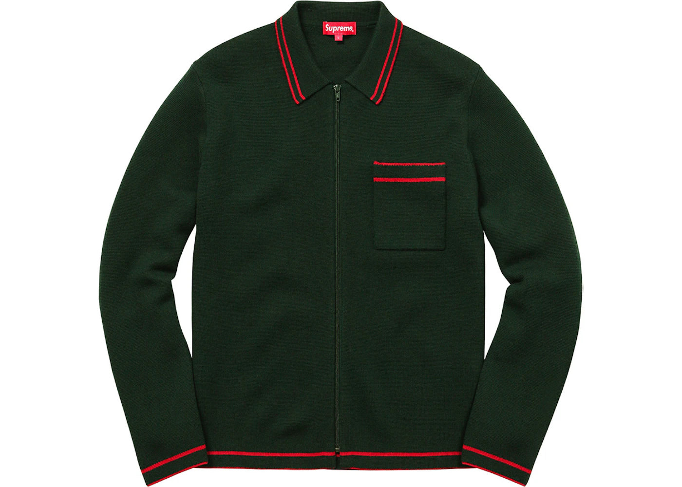 Supreme Zip Up Polo Sweater Dark Green