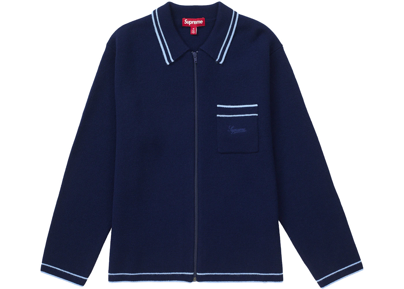 Supreme Zip Up Polo Sweater Navy