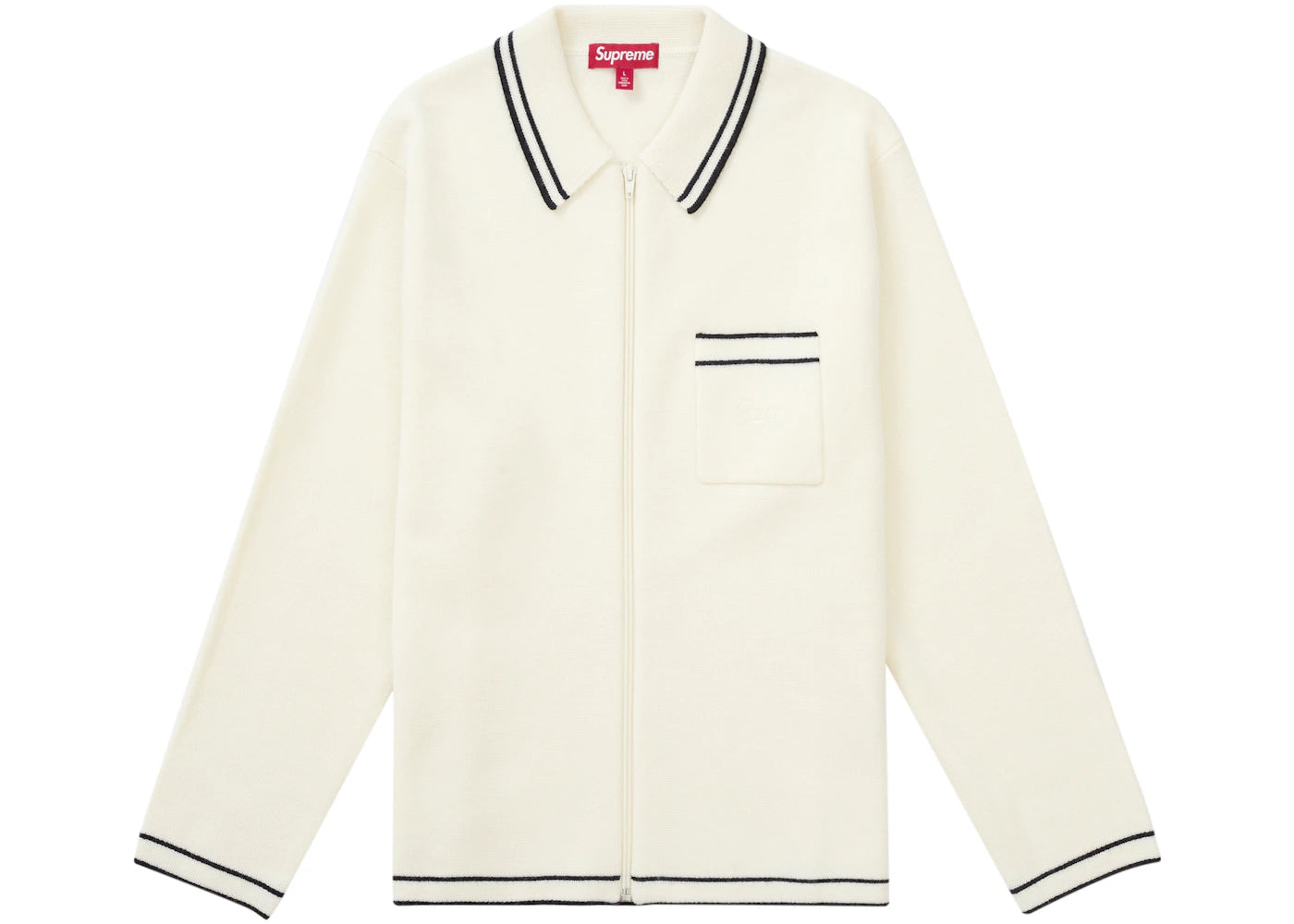 Supreme Zip Up Polo Sweater White