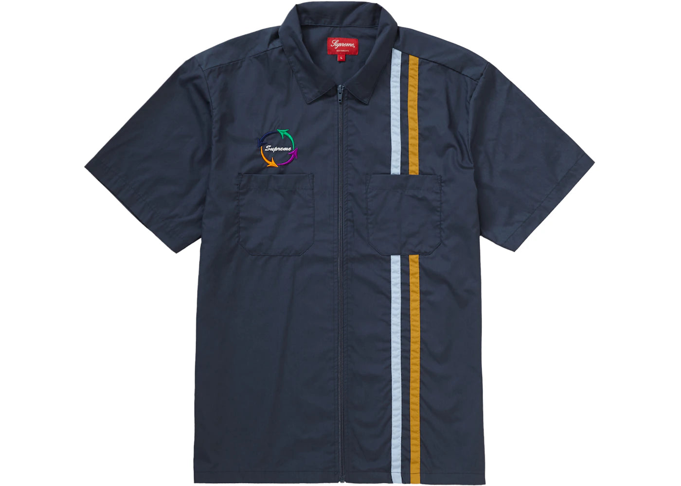 Supreme Zip Up S/S Work Shirt Navy